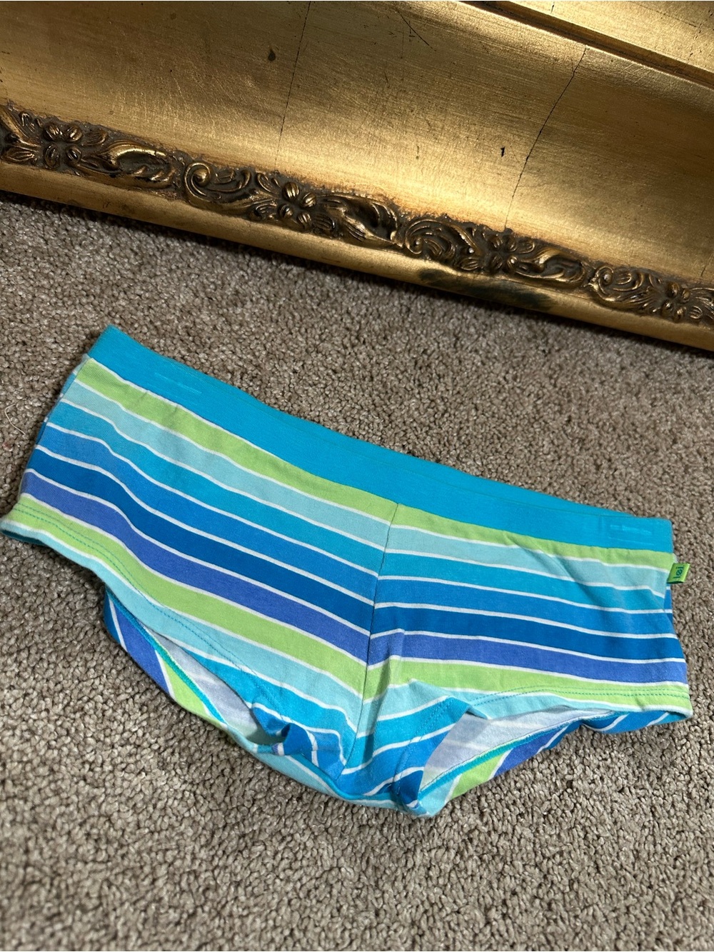 New Vintage L.E.I. LEI Y2K 90's 00's Blue Multi Stripe Briefs Size Small